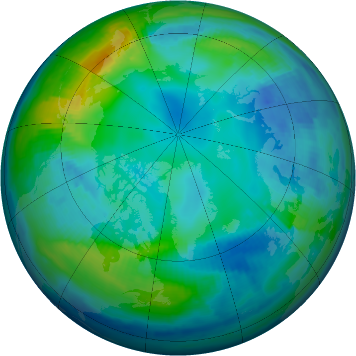Arctic ozone map for 13 November 1997